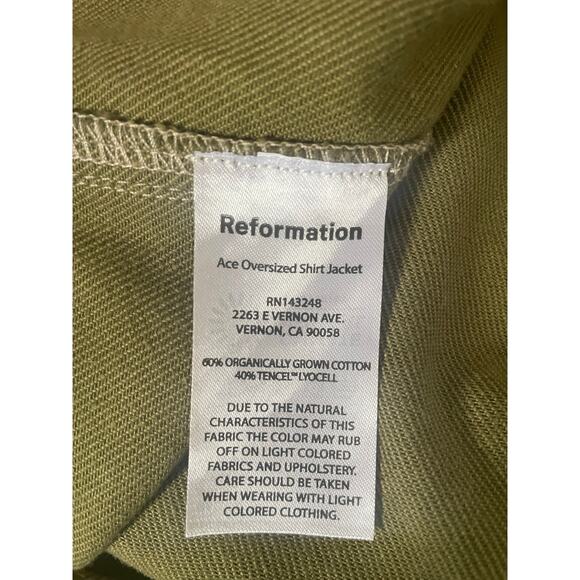 Reformation Jeans Ace Oversized Shirt Jacket in Olive/ Dried Herb  Size Medium - Picture 6 of 9